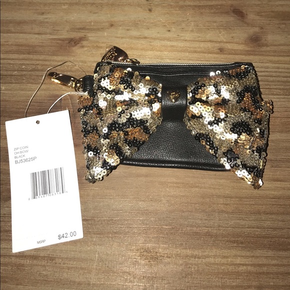 NWT Betsey Johnson Mixed Metal 2 Bow Coin Purse - Picture 3 of 7